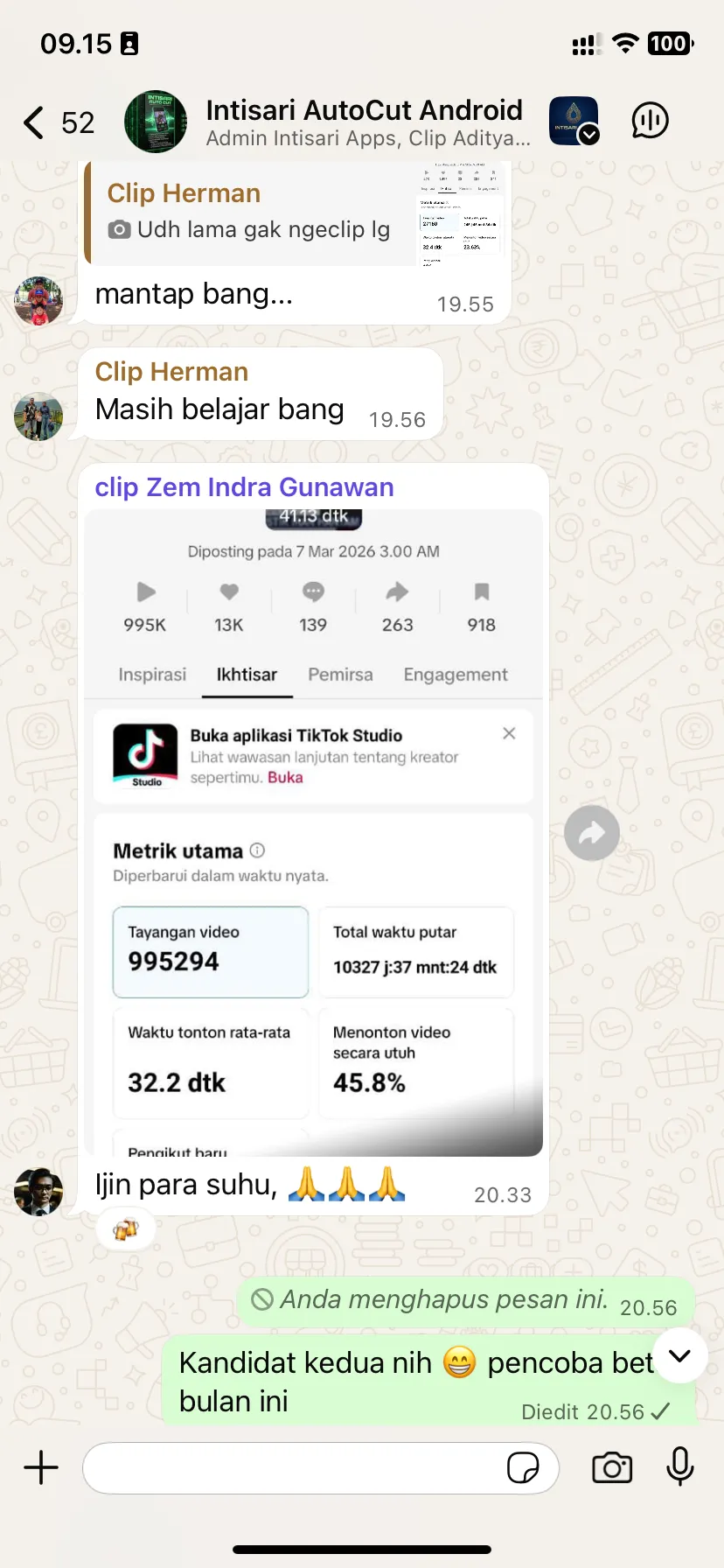 Bukti Analitik TikTok 995K Views